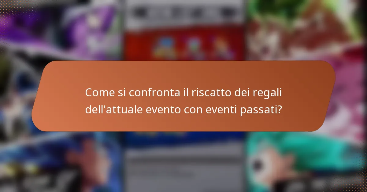 Come si confronta il riscatto dei regali dell'attuale evento con eventi passati?