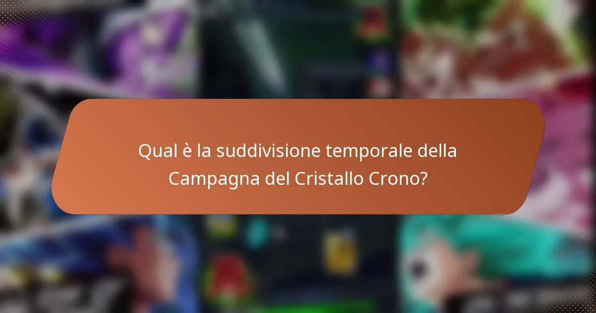 Qual è la suddivisione temporale della Campagna del Cristallo Crono?